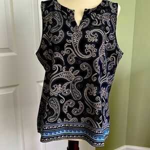 Talbots top size Lp.  Navy print.